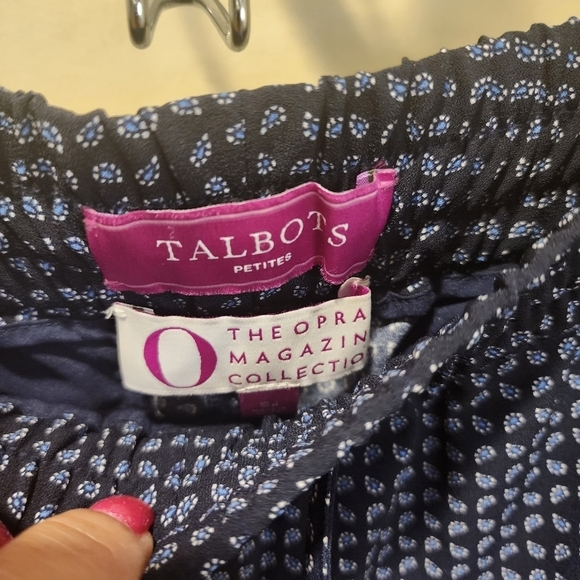 Talbots Women's Drawnstring Casual Navy and white pants size Sp - Picture 7 of 13